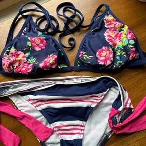 Splendid Blue and Pink Bikini with Floral Design